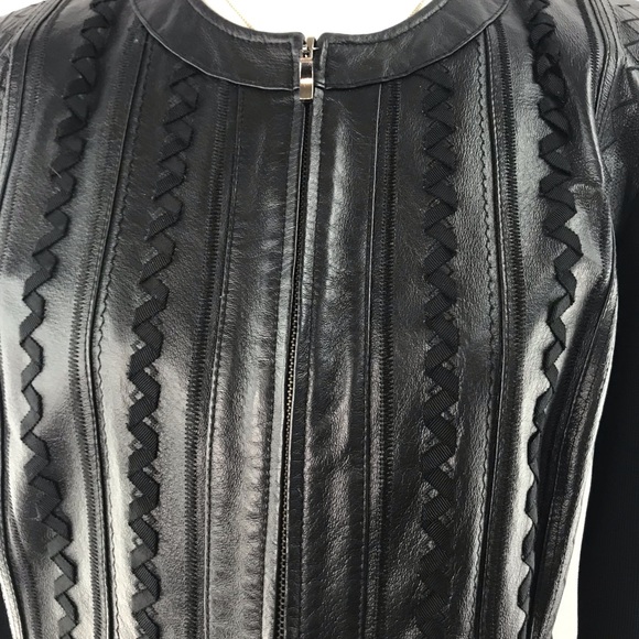 Vintage Nygard Collection Black Leather Front Mixed Media Jacket Size L - Picture 5 of 13